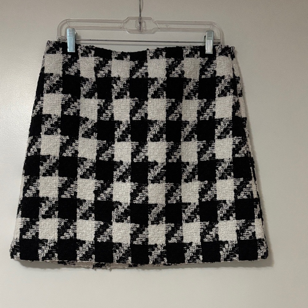 LOFT Black and White Checkered Mini Skirt